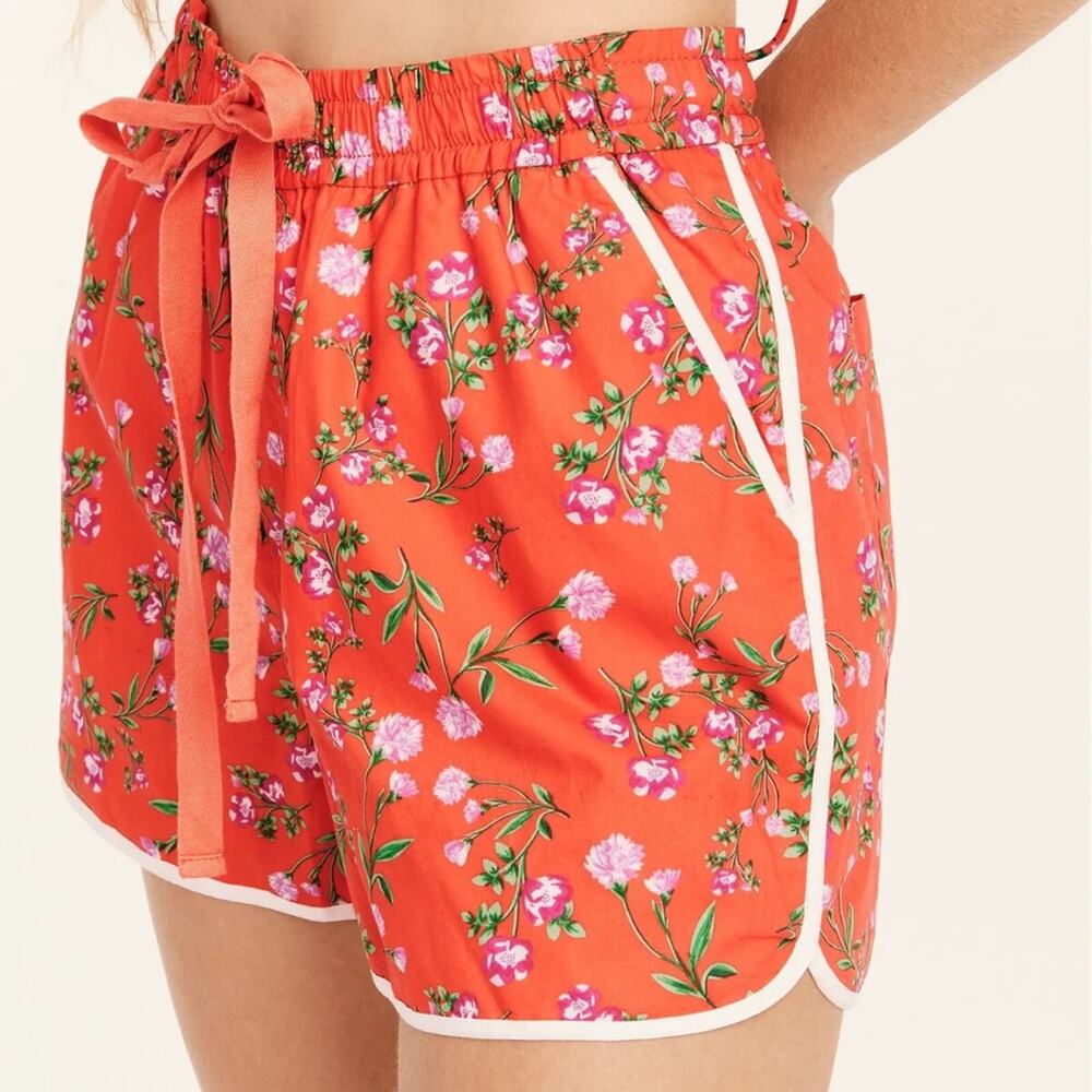 J. Crew Seaside Coral Floral Print Drawstring Shorts Size XS
